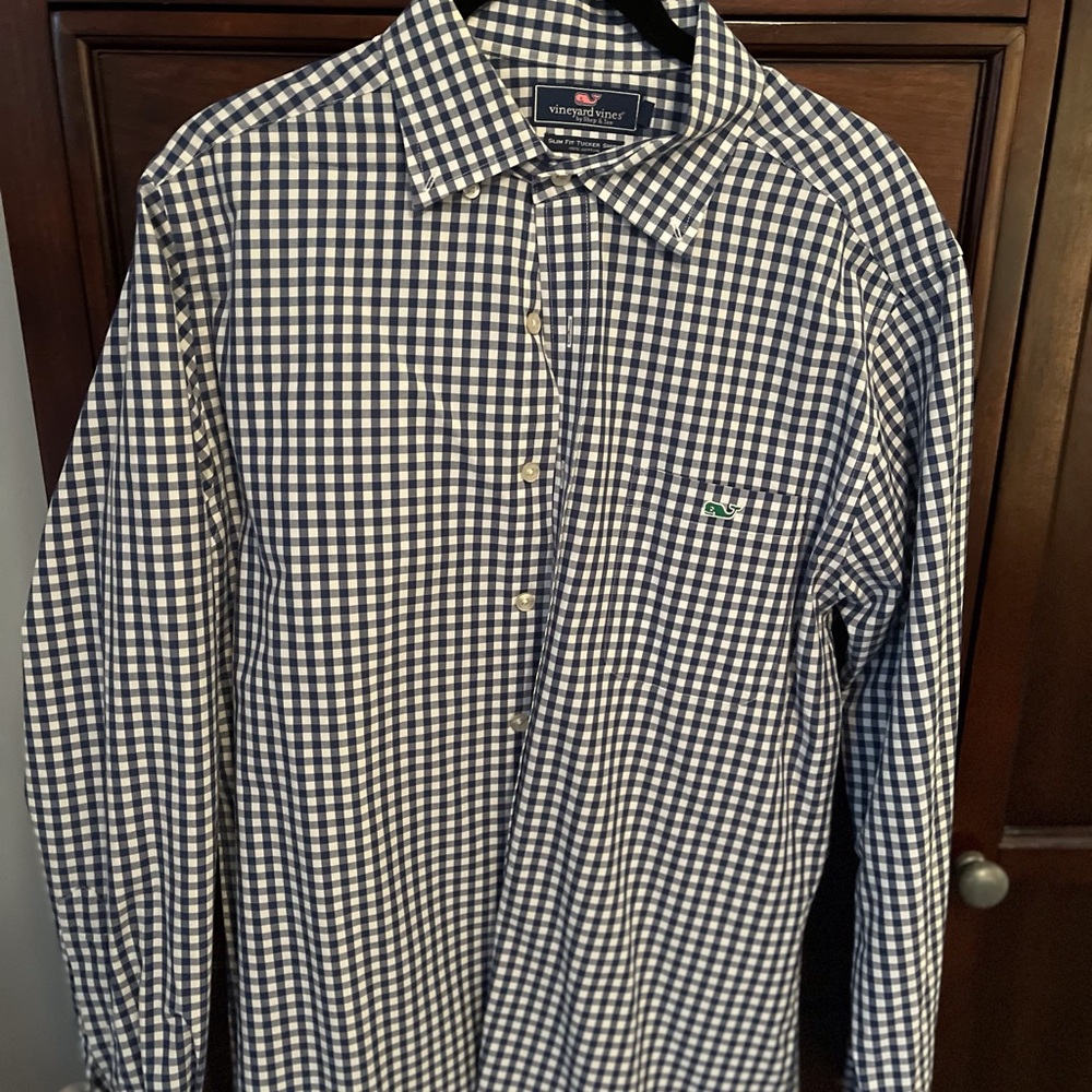 Vineyard Vines Men's Blue Checkered Shirt